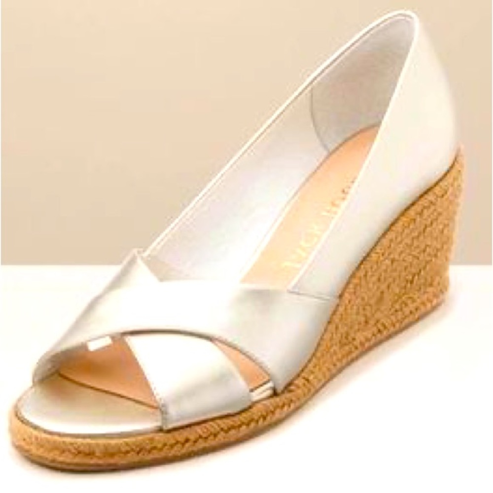 Jack Rogers Palmer criss cross espadrille wedge- size 10- platinum color